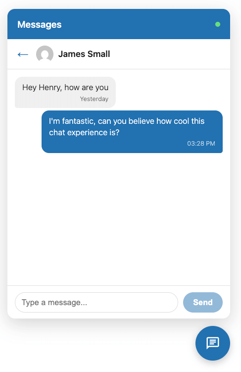 WPSignal Chat widget open showing a message thread